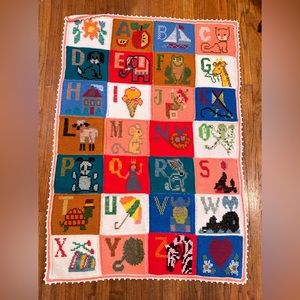 Hand crocheted baby blanket ABC’s